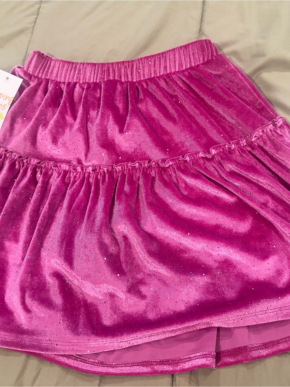 NWT-jumping beans Sparkle Hot Pink Velour Tiered Skirt